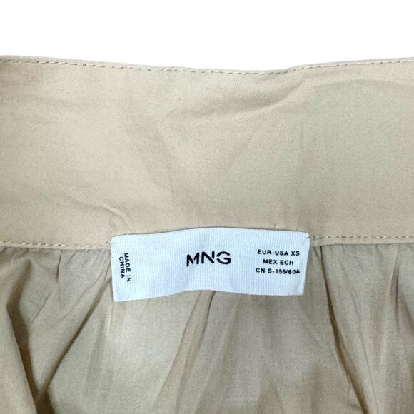 Mango MNG Off Shoulder Crop Top Flared Poplin Skirt Set XS/S New Tan Beige Maxi - Picture 8 of 14